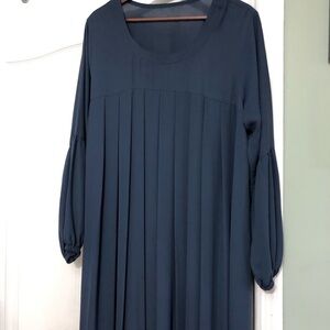 Elegant Blue Pleated Abaya/ Dress